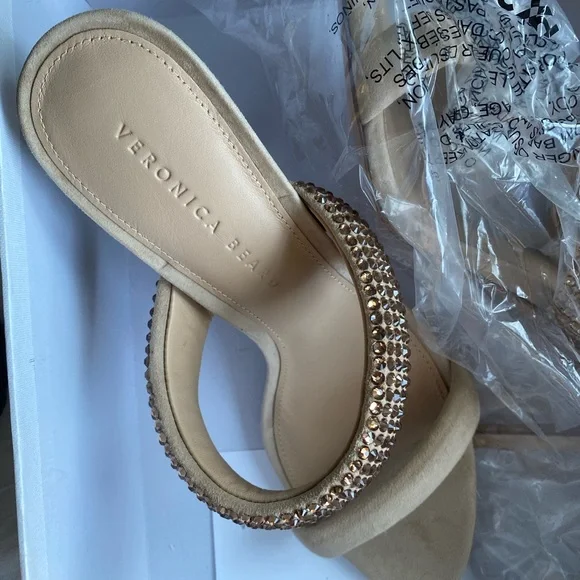 Veronica Beard Sandals Alvari Sand Topaz Heels - Picture 5 of 7